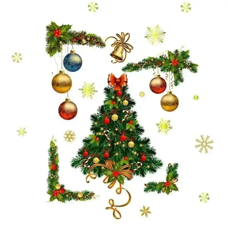 Christmas Style Home Glass Wall Stickers Window Glass Festival Decals New Year Christmas Decoration Wall Stickers Accessories