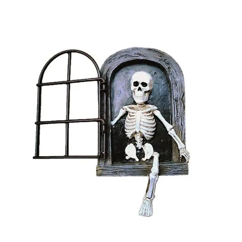 1 Pcs Halloween Garden Trees Outdoor Decoration Window Skeleton People Horror Sculpture Resin Hanger Crafts Garden Accessories