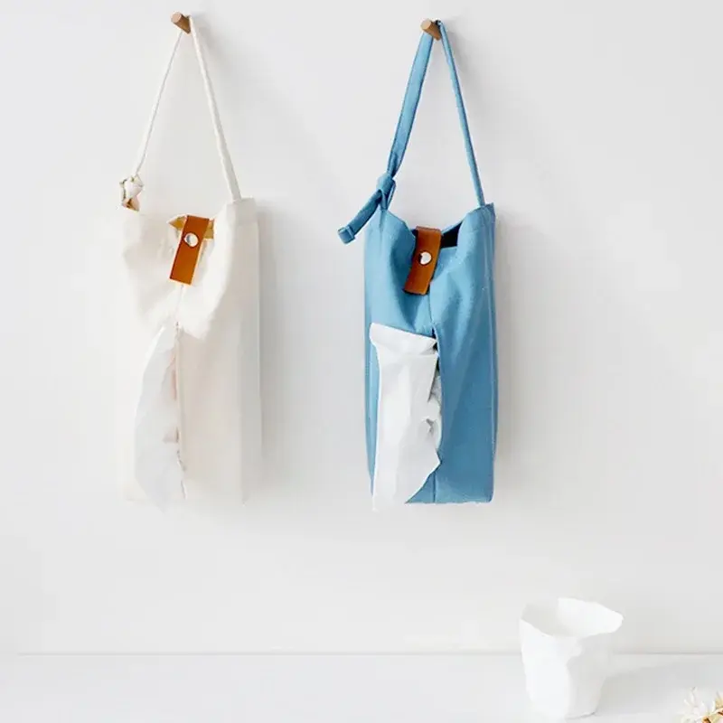 1pcs Home Fashion Decor Storage Wall Mount Canvas Tissue Case Bedroom Living Room Easy to Use Can also be Suspended in The Car