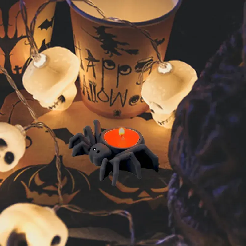 Halloween Candle Holder Mold 3D Spider Silicone Molds Gothic Spider Decor Candlestick Mold Candle Cup Mold For DIY Wedding Home