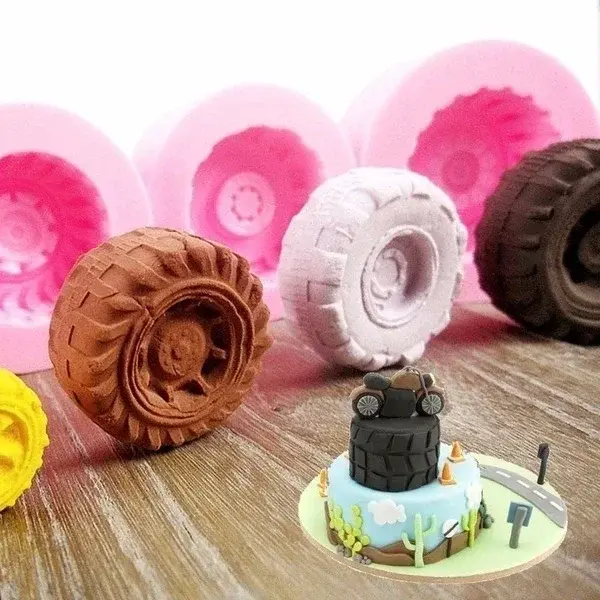 Creative Design Unique Shape Tires Wheel Chocolate Cake Molds Food Grade Silicone Mold Fondant Cake Decorating Tools Accessories