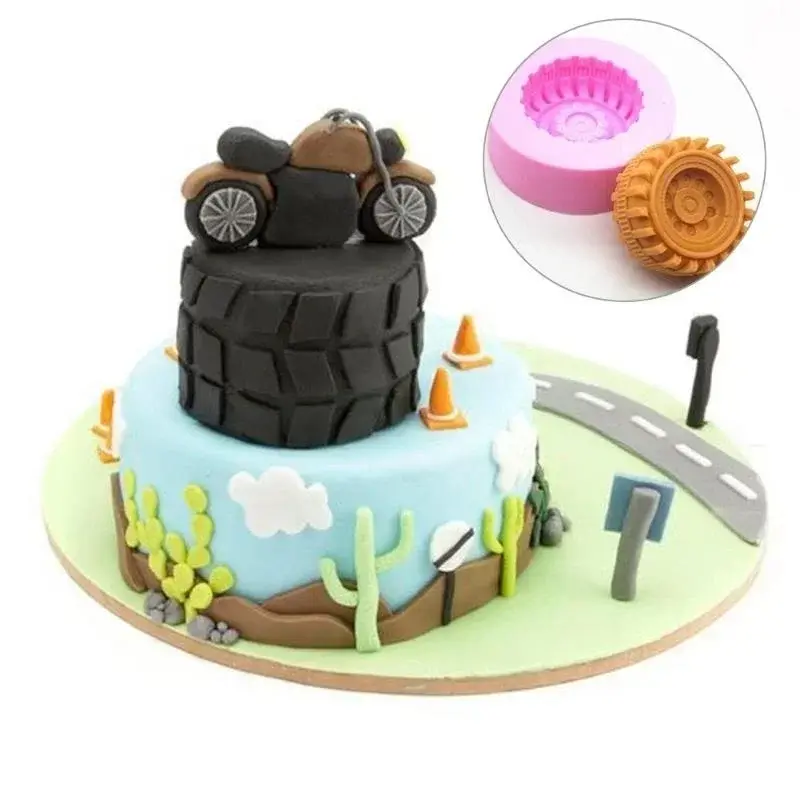 Creative Design Unique Shape Tires Wheel Chocolate Cake Molds Food Grade Silicone Mold Fondant Cake Decorating Tools Accessories