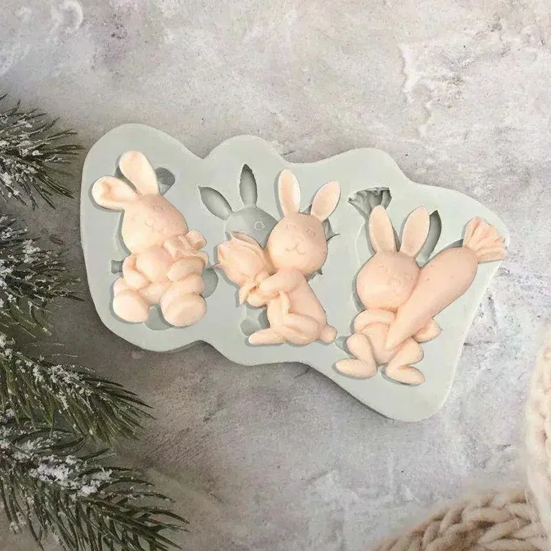 Handmade Creative Molds Easter Party Decor Rabbit Carrot Easter Eggs Silicone Mold Chocolate Cookies Kitchen Baking Moulds Tools