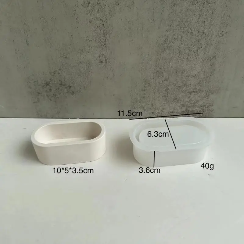 Handmade DIY Oval Candle Jar Silicone Molds Cement Plaster Mini Pot Concrete Wax Box Candle Tray Injection Mould Home Decoration