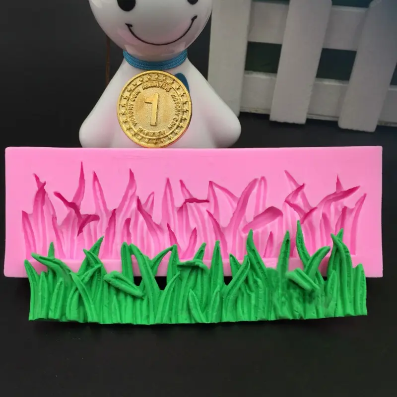 3D Small Grass Silicone Fondant Mould Cake Decorating Sugar Baking Icing Mold Creative Pink Grass Mould Home Kitchen Baking Tool