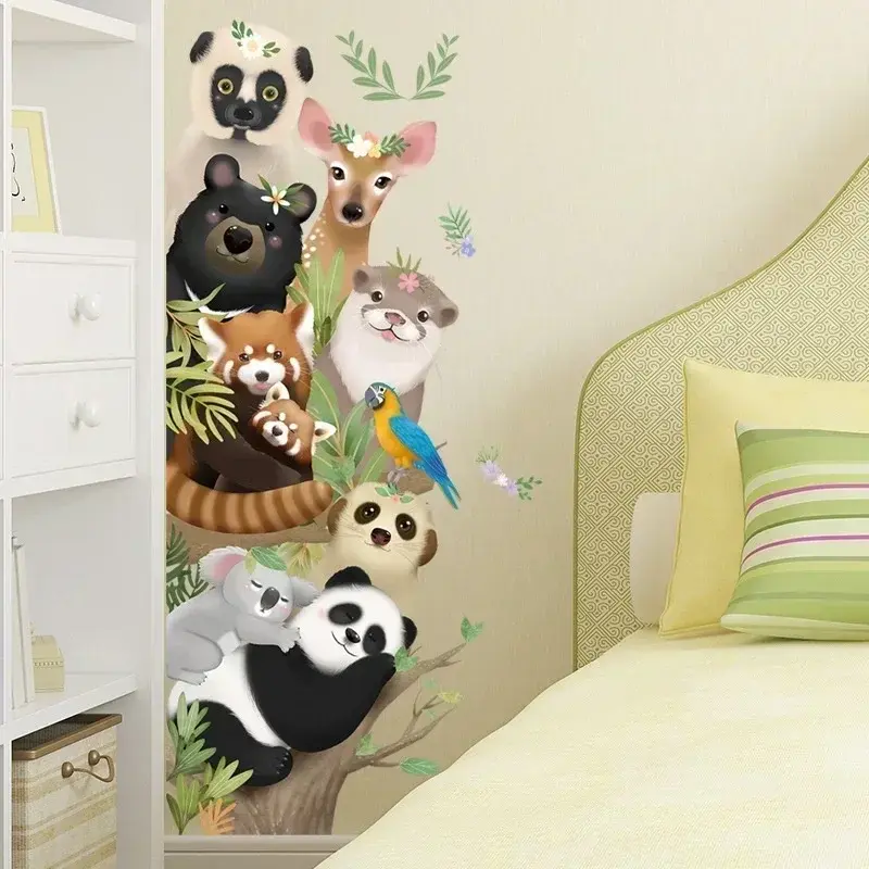 New Cartoon Animals Home Decoration Wall Stickers For Bedroom Kids Room Door Wall Decals Cartoon Wall Sticker Accessories