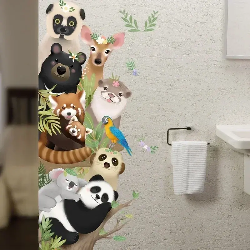 New Cartoon Animals Home Decoration Wall Stickers For Bedroom Kids Room Door Wall Decals Cartoon Wall Sticker Accessories