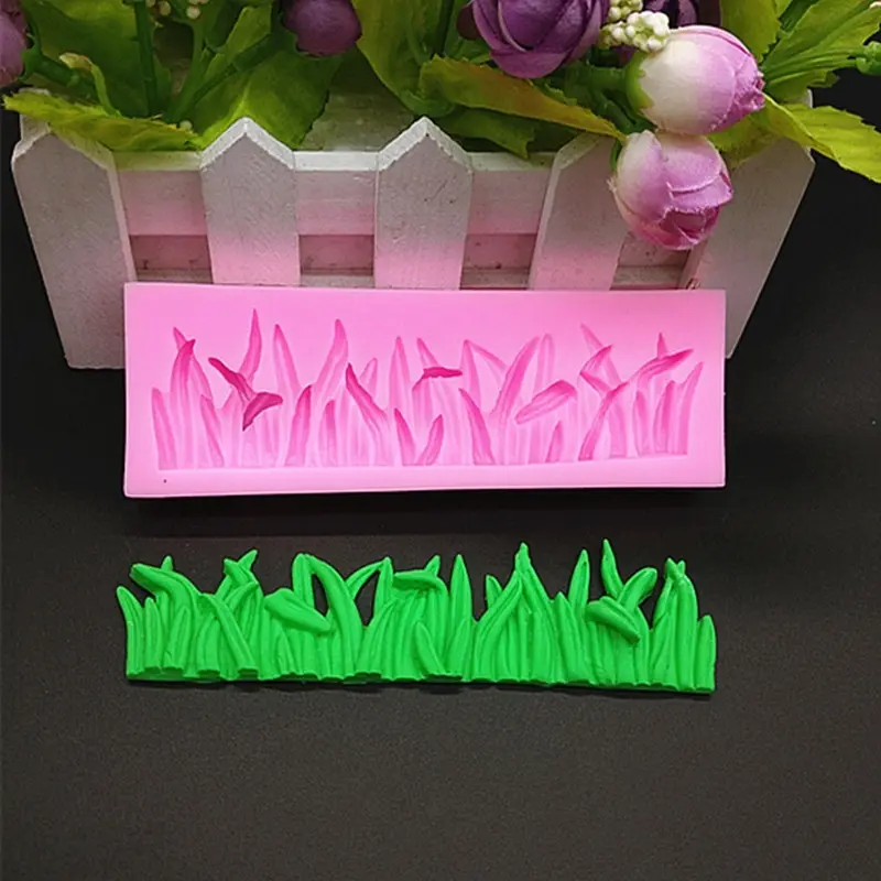 3D Small Grass Silicone Fondant Mould Cake Decorating Sugar Baking Icing Mold Creative Pink Grass Mould Home Kitchen Baking Tool