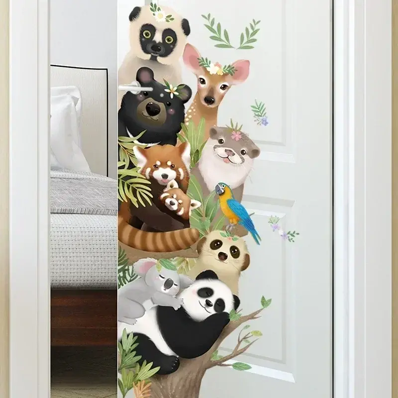 New Cartoon Animals Home Decoration Wall Stickers For Bedroom Kids Room Door Wall Decals Cartoon Wall Sticker Accessories