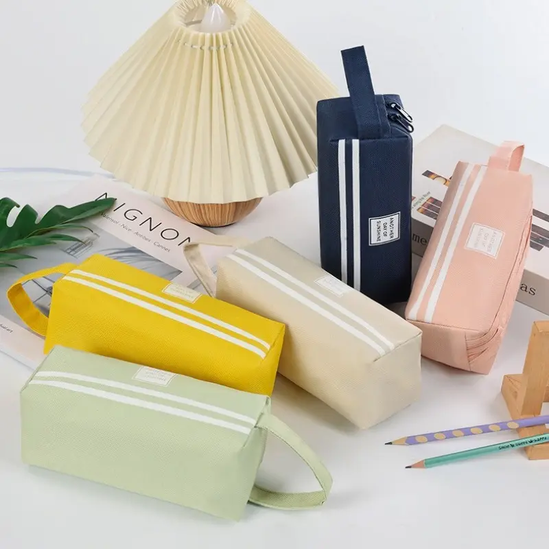 Concise Design Solid Large Capacity Pen Pencil Bag Storage Case Makeup Pouch Lovely Office School Stationery Education Supplies