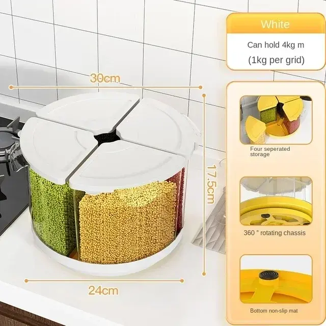 Storage Box 360° Rotating Rice Bucket Household Insect-proof Moisture-proof Sealed Rice Bucket Kitchen Storage Box