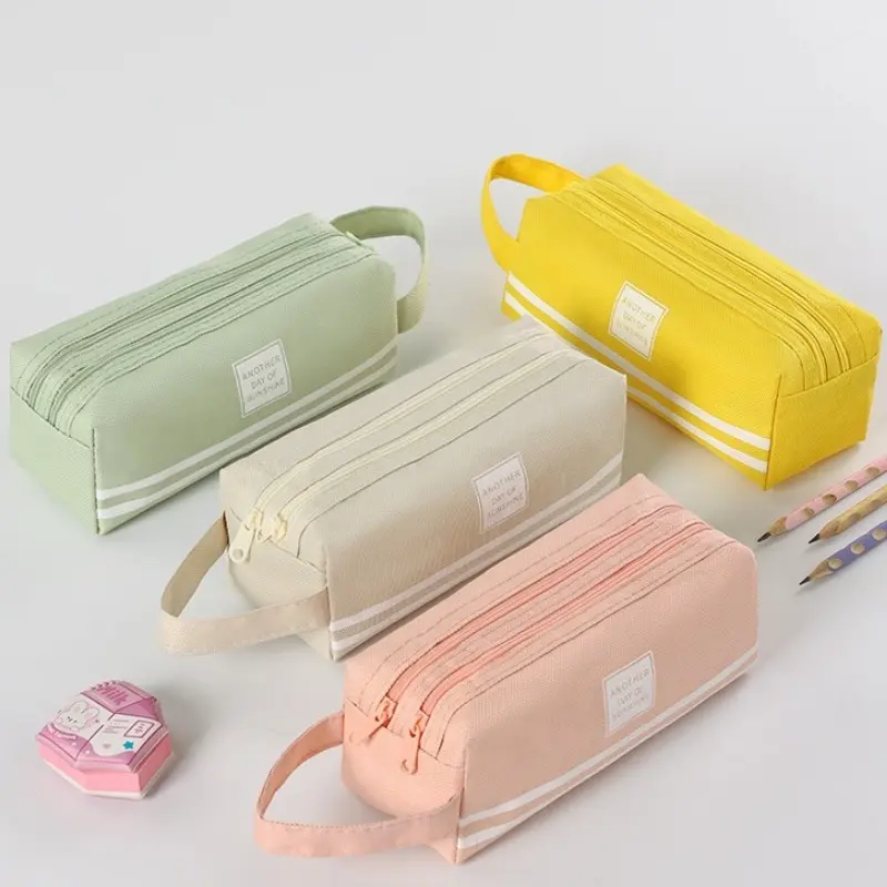 Concise Design Solid Large Capacity Pen Pencil Bag Storage Case Makeup Pouch Lovely Office School Stationery Education Supplies