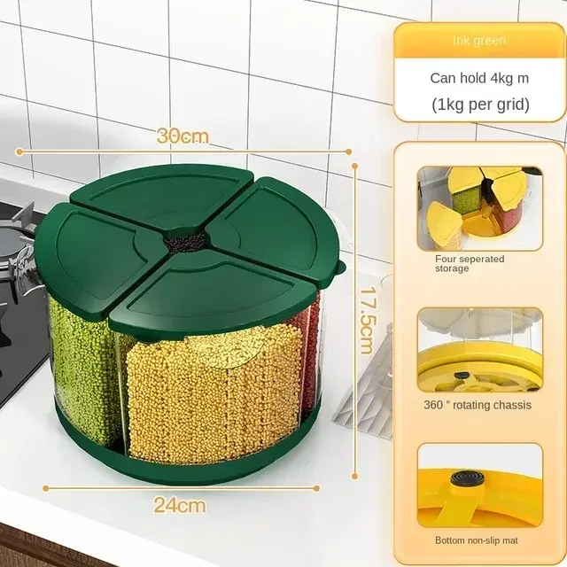 Storage Box 360° Rotating Rice Bucket Household Insect-proof Moisture-proof Sealed Rice Bucket Kitchen Storage Box