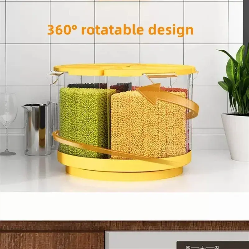 Storage Box 360° Rotating Rice Bucket Household Insect-proof Moisture-proof Sealed Rice Bucket Kitchen Storage Box