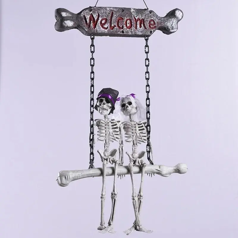 New Halloween Ornament Bride And Groom Skeleton Hanging Home Decoration Haunted House Decor Creative Party Supplies Couple DIY