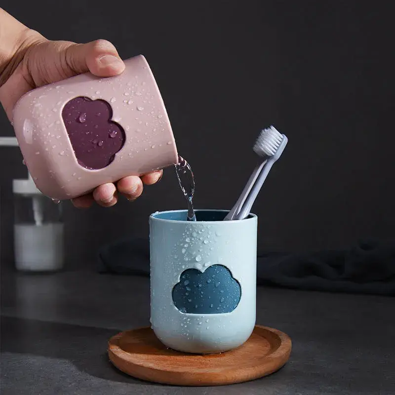 New 1Pcs Cloud Pattern Toothbrush Cup Big Mouth Couples Cups Plastic Wash Tooth Mug Bathroom Supplies Household Daily Tools