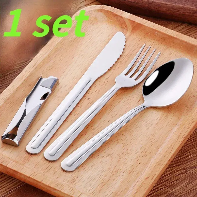 Portable Dinnerware Set Travel Cutlery Set Camping Tableware Household Convenience Reusable Utensils Set with Spoon Fork Tools