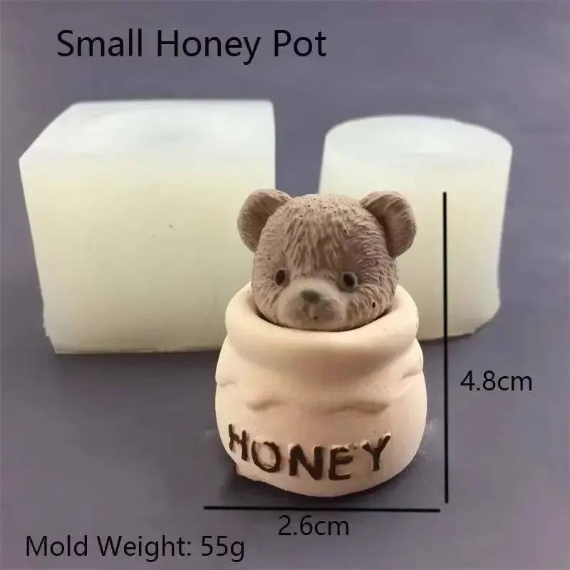 Cute small Bear Honey Jar Silicone Candle Mold Cake Baking Mold Aromatherapy Cream Dropping Mold Home Candle Mold Supplies