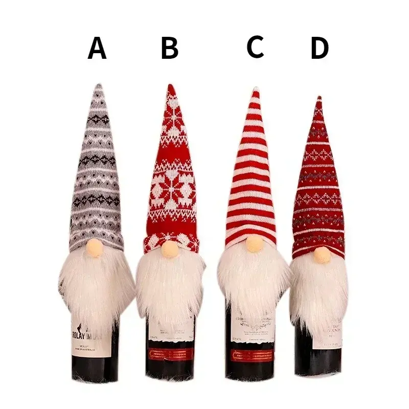Creative Christmas Series Wine Bottles Cover Santa Claus Knitted Wool Ornaments Faceless Home Party Decor Bottle Home Supplies