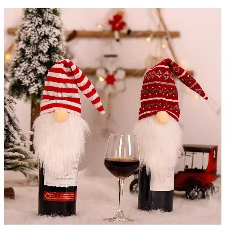 Creative Christmas Series Wine Bottles Cover Santa Claus Knitted Wool Ornaments Faceless Home Party Decor Bottle Home Supplies