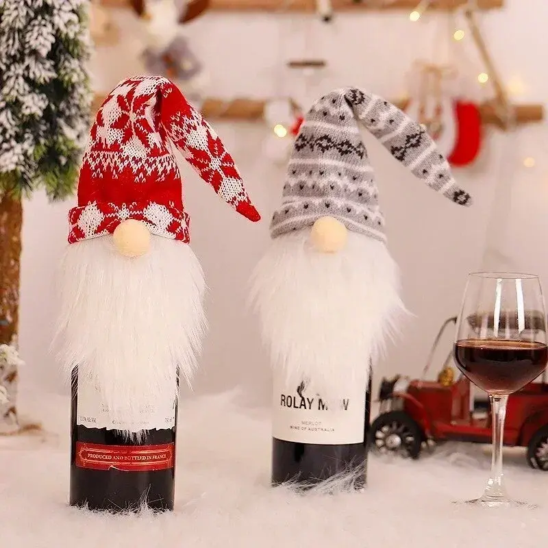 Creative Christmas Series Wine Bottles Cover Santa Claus Knitted Wool Ornaments Faceless Home Party Decor Bottle Home Supplies
