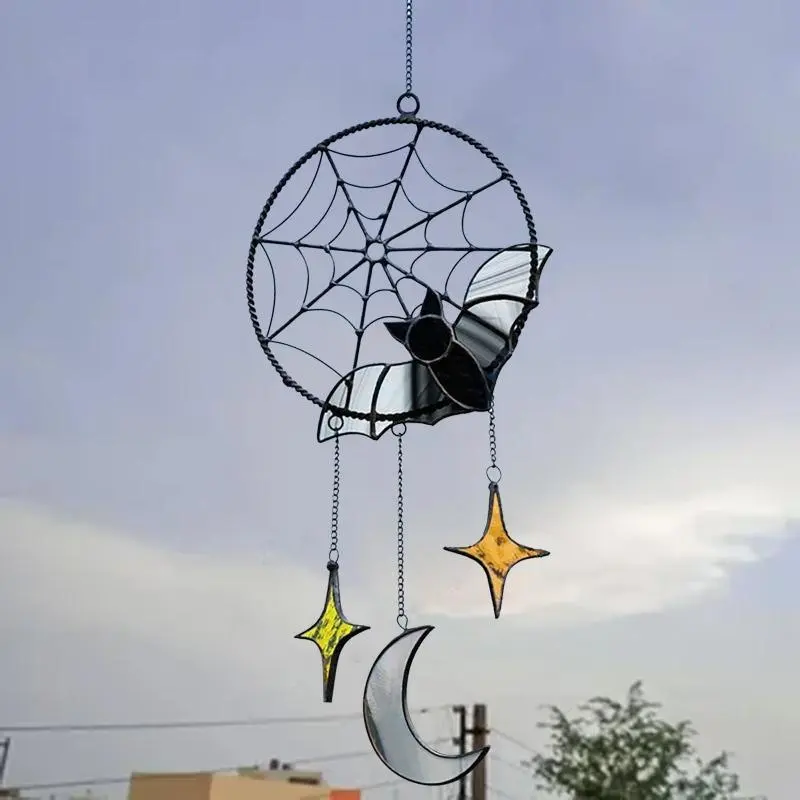 Creative Wind Chimes Halloween Decoration Gothic Bat Moon Star Hanging Window Wall Pendant Holiday Party Home Decoration