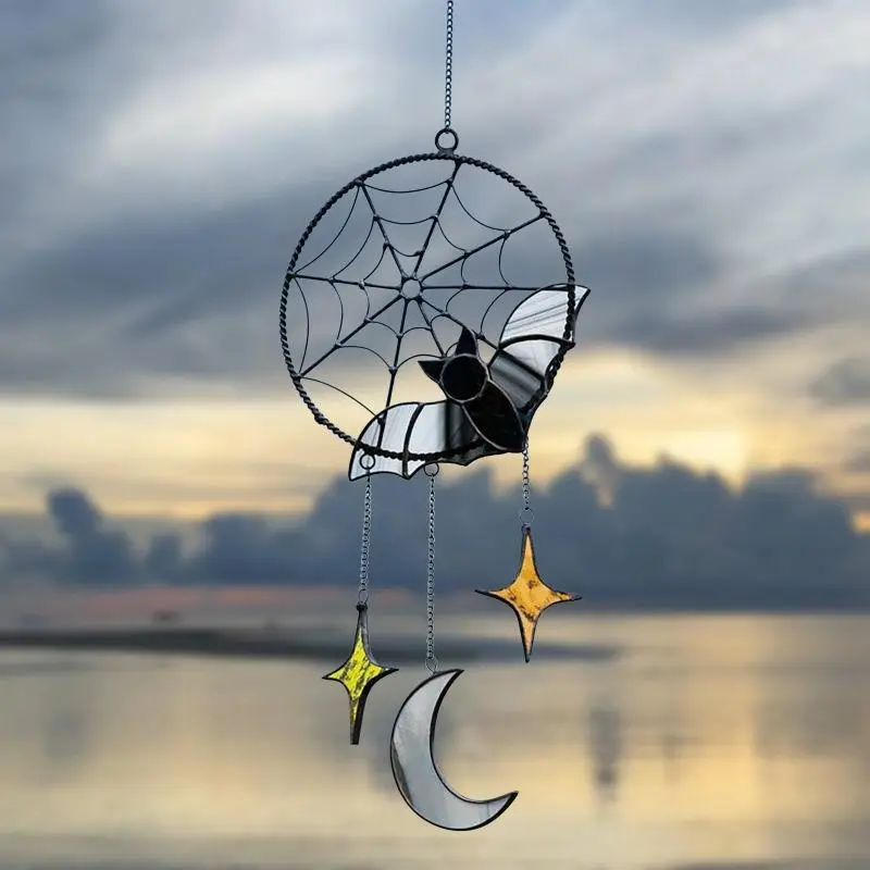 Creative Wind Chimes Halloween Decoration Gothic Bat Moon Star Hanging Window Wall Pendant Holiday Party Home Decoration
