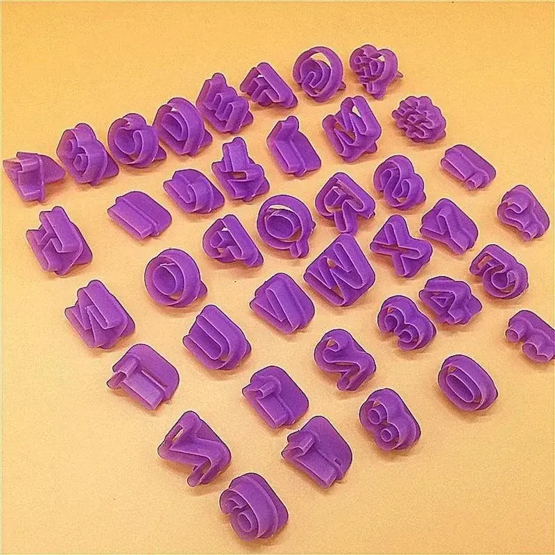 40 Pcs/1 Set Kitchen Baking Cute Alphabet Number Character Letter Cookie Cutter Fondant Cake Biscuit Baking Mould DIY Handle