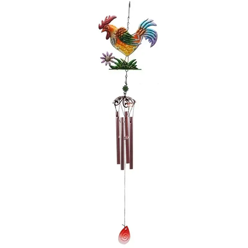 Balcony Garden Creative Metal Pendant Rooster Wind Chime Iron Art Crafts Wind Chime Tube Ornaments