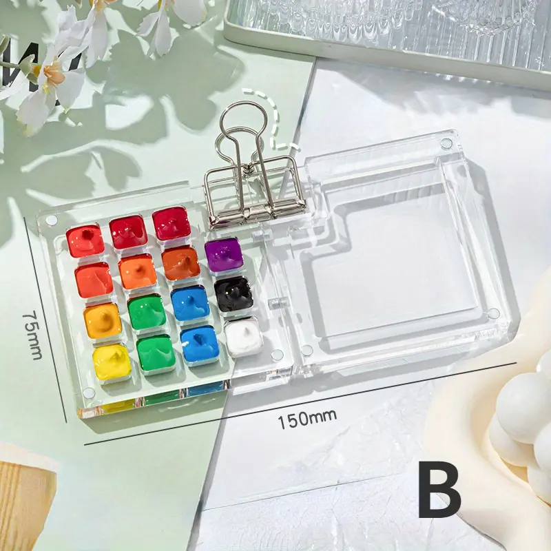 1pc 8/15 Grid Color Box Mini Watercolor Pigment Box Portable Notebook Painting Book Suitable Diy Painting Supplies