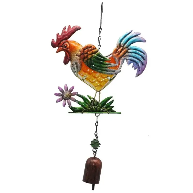 Balcony Garden Creative Metal Pendant Rooster Wind Chime Iron Art Crafts Wind Chime Tube Ornaments