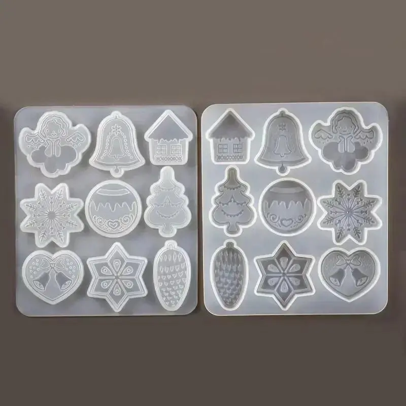 Christmas Series Bell Snowflake Elk Pendant Keychain Silicone Mold UV Epoxy Resin Mold Making DIY Pendant Accessories Mold