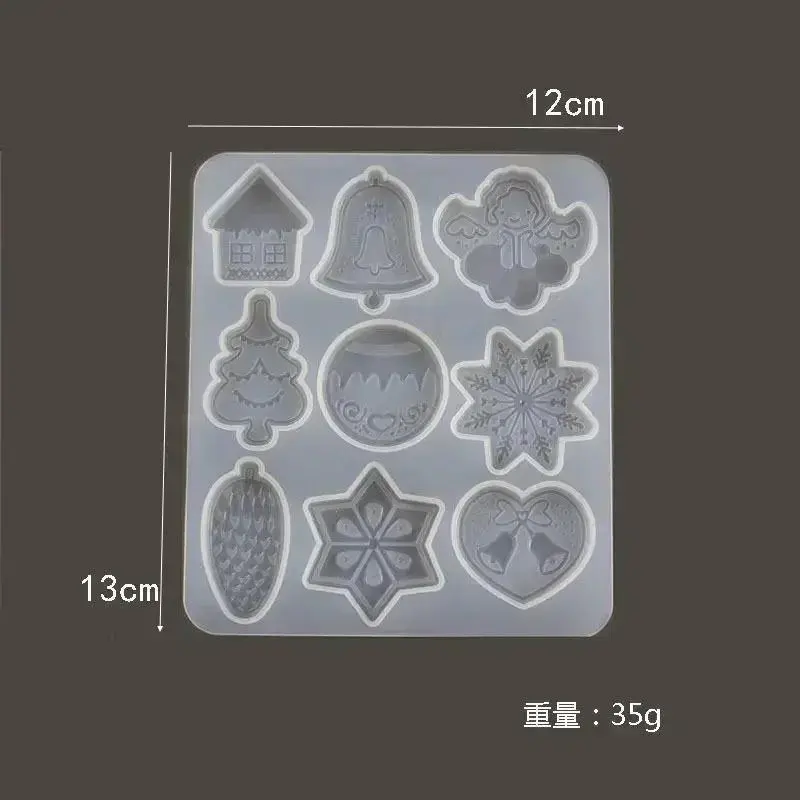 Christmas Series Bell Snowflake Elk Pendant Keychain Silicone Mold UV Epoxy Resin Mold Making DIY Pendant Accessories Mold