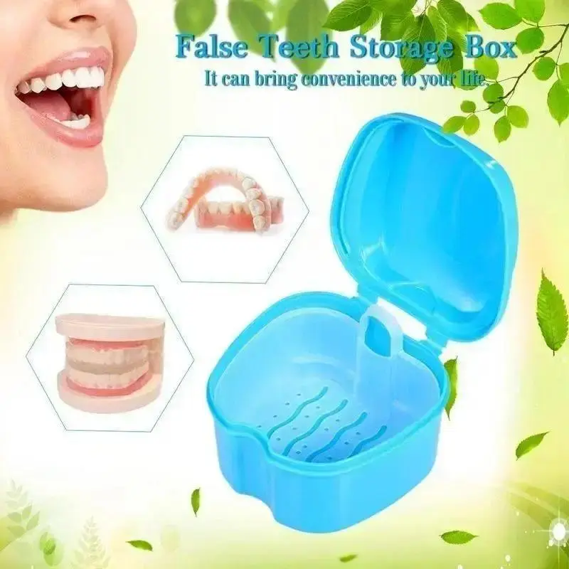 Convenience Storage Oral Denture Care Bath Box Cleaning Teeth Nursing With Hanging Net Container False Teeth Bath Accessories