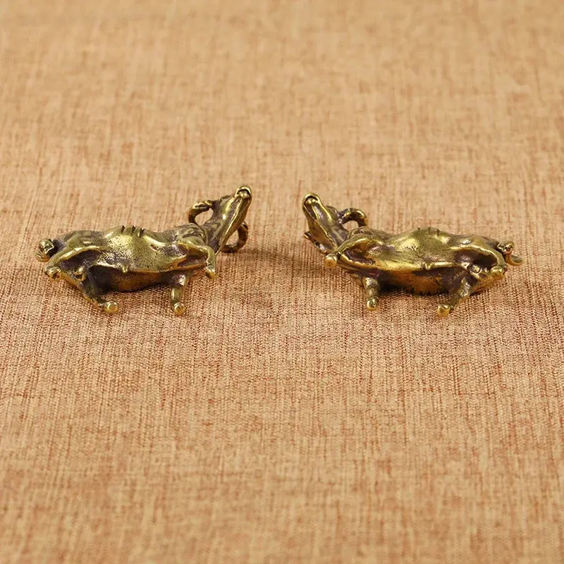 Pure Brass Zodiac Ox Miniature Animal Statue Handmade Home Decorative Ornaments Craft Copper Statue Desk Accessories
