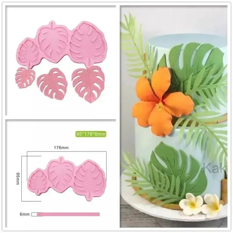 3 Sizes Made Decorating Leaves Chocolate Candy Monstera Leaf Silicone Mold Fondant Cake Decoration Silicone Mold Baking Tools