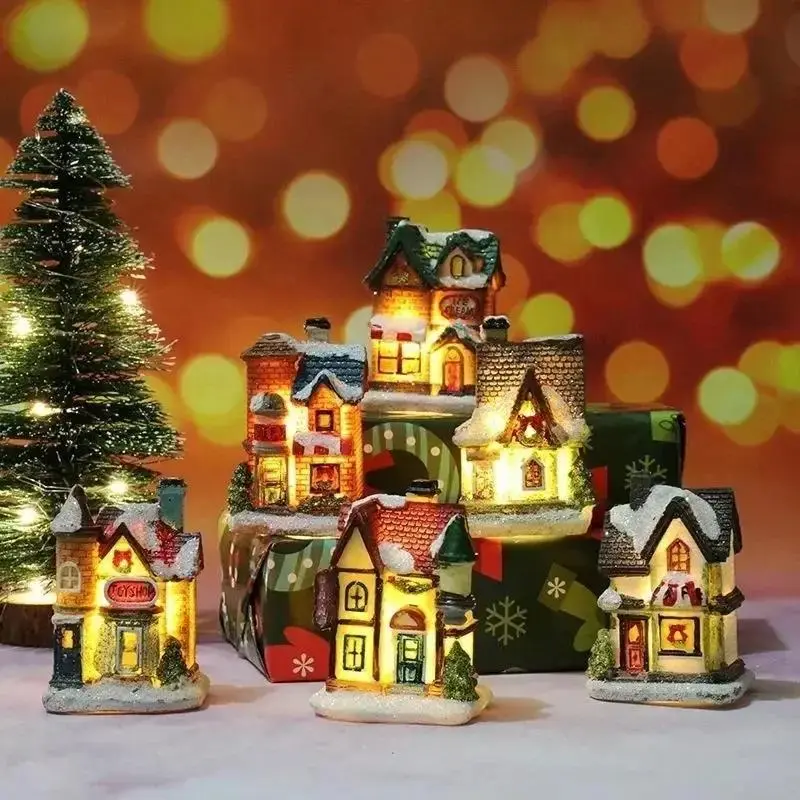 New Christmas New Christmas Decorations Resin Small House Micro Landscape Resin Small Ornaments Christmasing Gifts Room Decor