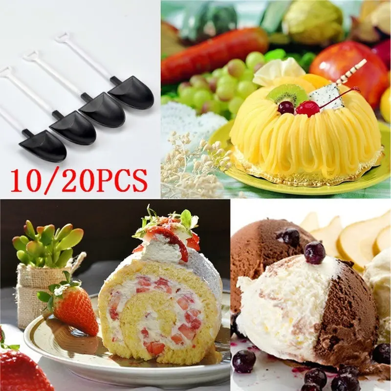 10Pcs Plastic Disposable Mini Shovel Spoon Potted Ice Cream Cake Spoon Kids Dessert Tea Coffee Spoons Party Kitchen Supplies