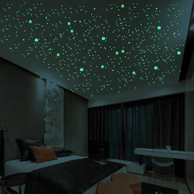 New Luminous Stickers Ive-pointed Star Bubble Three-dimensional Wall Stickers Luminous Stickers Home Decoration Children's Room