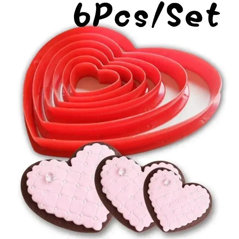 Creative DIY Baking Fondant Cake Decoration Mould 6pcs Pentagram Star Printing Mould Love Stamper Plum Blossom Biscuit Mould