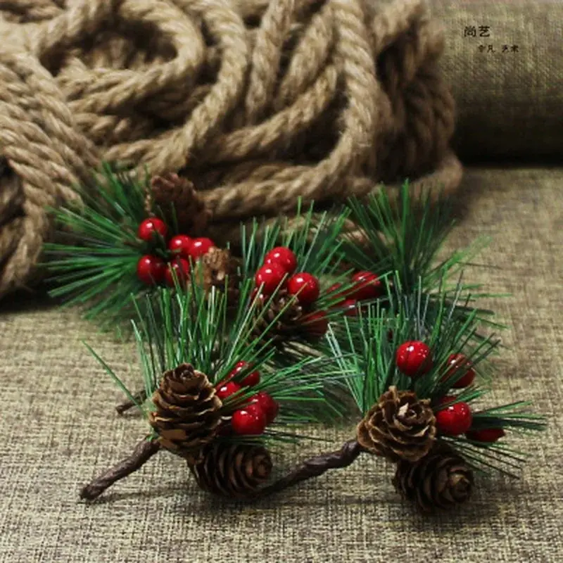 10 Pack Artificial Flowers Red Christmas Berries Pine Cones Holly Branches Decorations for Home Floral Decorations Crafts