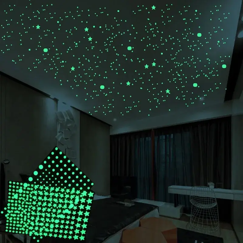New Luminous Stickers Ive-pointed Star Bubble Three-dimensional Wall Stickers Luminous Stickers Home Decoration Children's Room