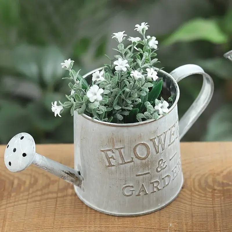 Sliver Small Iron Watering Tools Suitable Home Garden Irrigation Ornaments Retro Iron Bucket Plant Flowers Pots Accessories