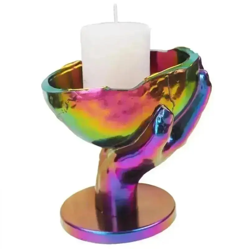3D Skull Candlestick Hand Held Mould Storage Box Silicone Mold Crystal Epoxy Resin Candle Holder Molds Home Halloween Decoration