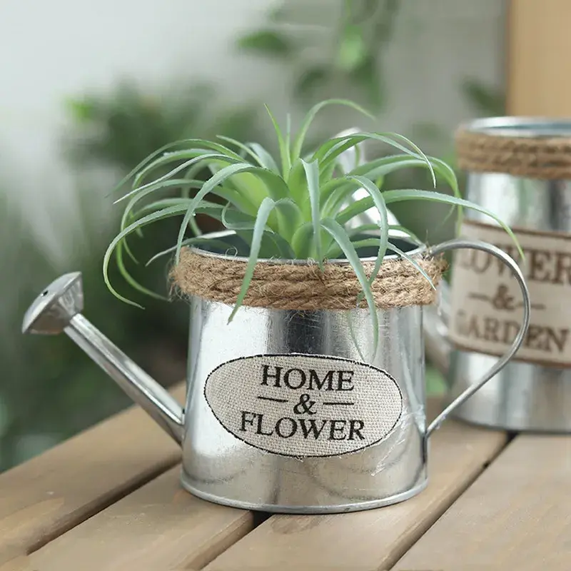Sliver Small Iron Watering Tools Suitable Home Garden Irrigation Ornaments Retro Iron Bucket Plant Flowers Pots Accessories
