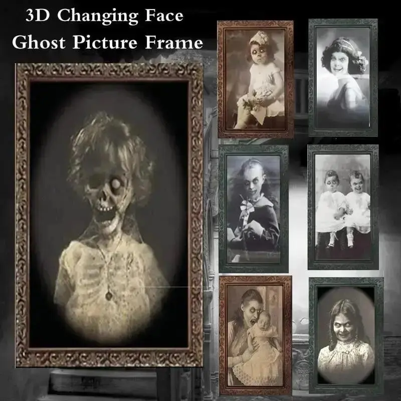 Pretty 3D Changing Face Ghost Picture Frame Halloween Decoration Horror Craft Supplies Haunted House Party Decor Halloween Props
