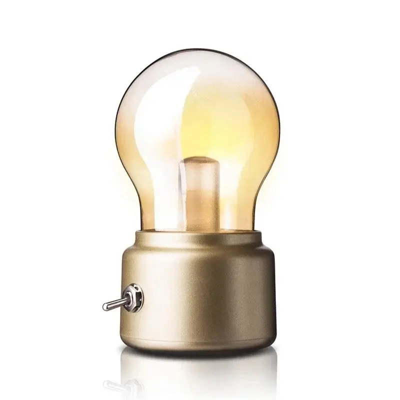 Retro LED Bulb Night Light Retro USB Rechargeable Battery Mood Lamp Writing Desk Lamp Portable Bedside Lamp