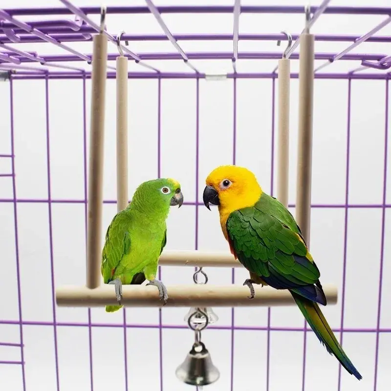 Wooden Swing Swing with Bell Bird Cage Budgie Canary Toy 12cm X 18cm