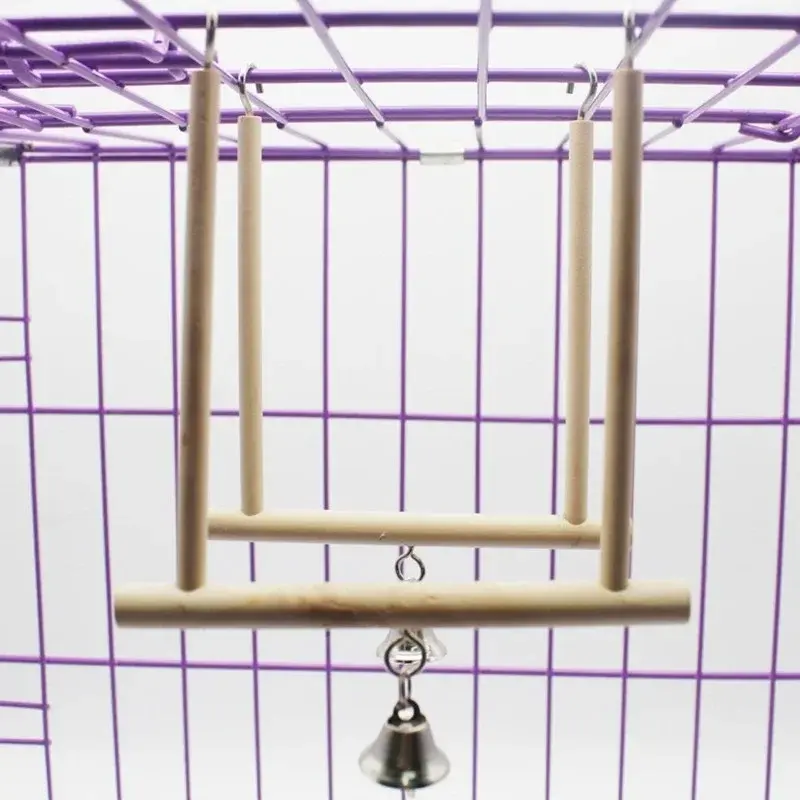 Wooden Swing Swing with Bell Bird Cage Budgie Canary Toy 12cm X 18cm