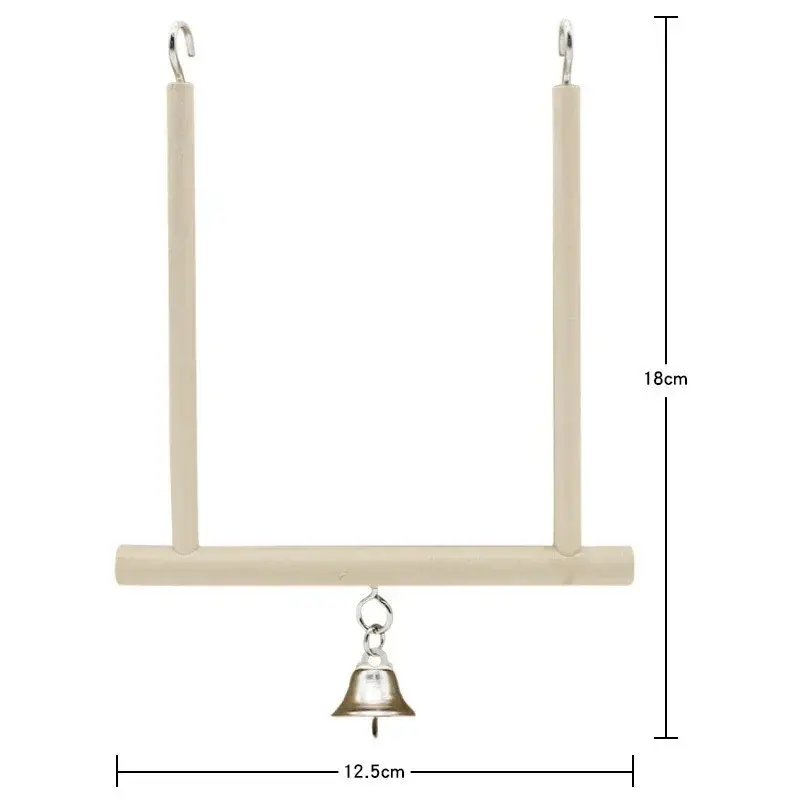 Wooden Swing Swing with Bell Bird Cage Budgie Canary Toy 12cm X 18cm